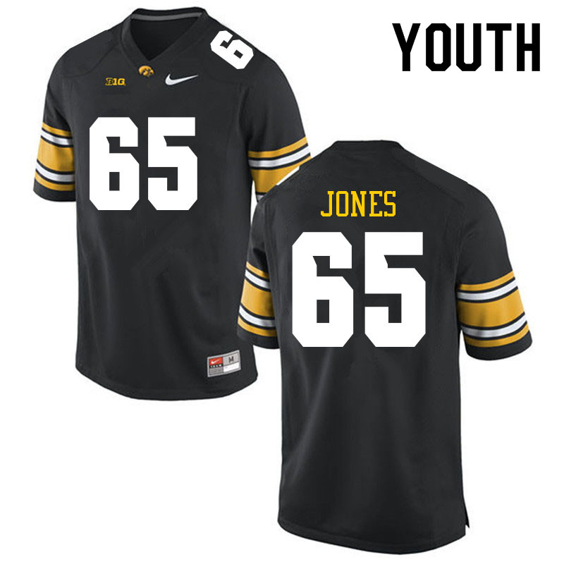 Youth #65 Logan Jones Iowa Hawkeyes College Football Jerseys Sale-Black - Click Image to Close